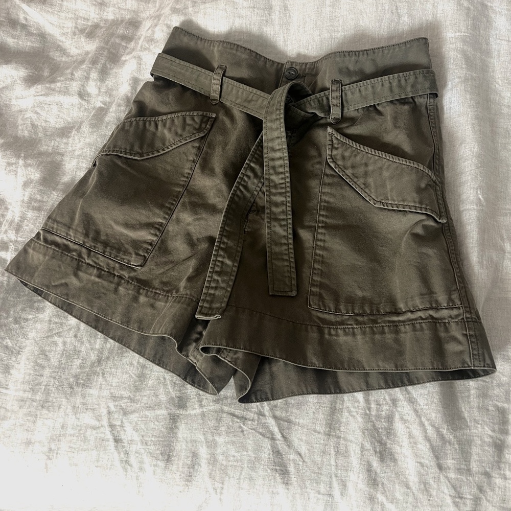 Rag & Bone Field Cargo Paper Bag Shorts Olive Green